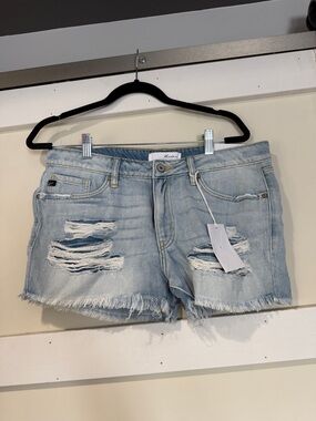 KanCan Light Blue Distressed Denim Shorts